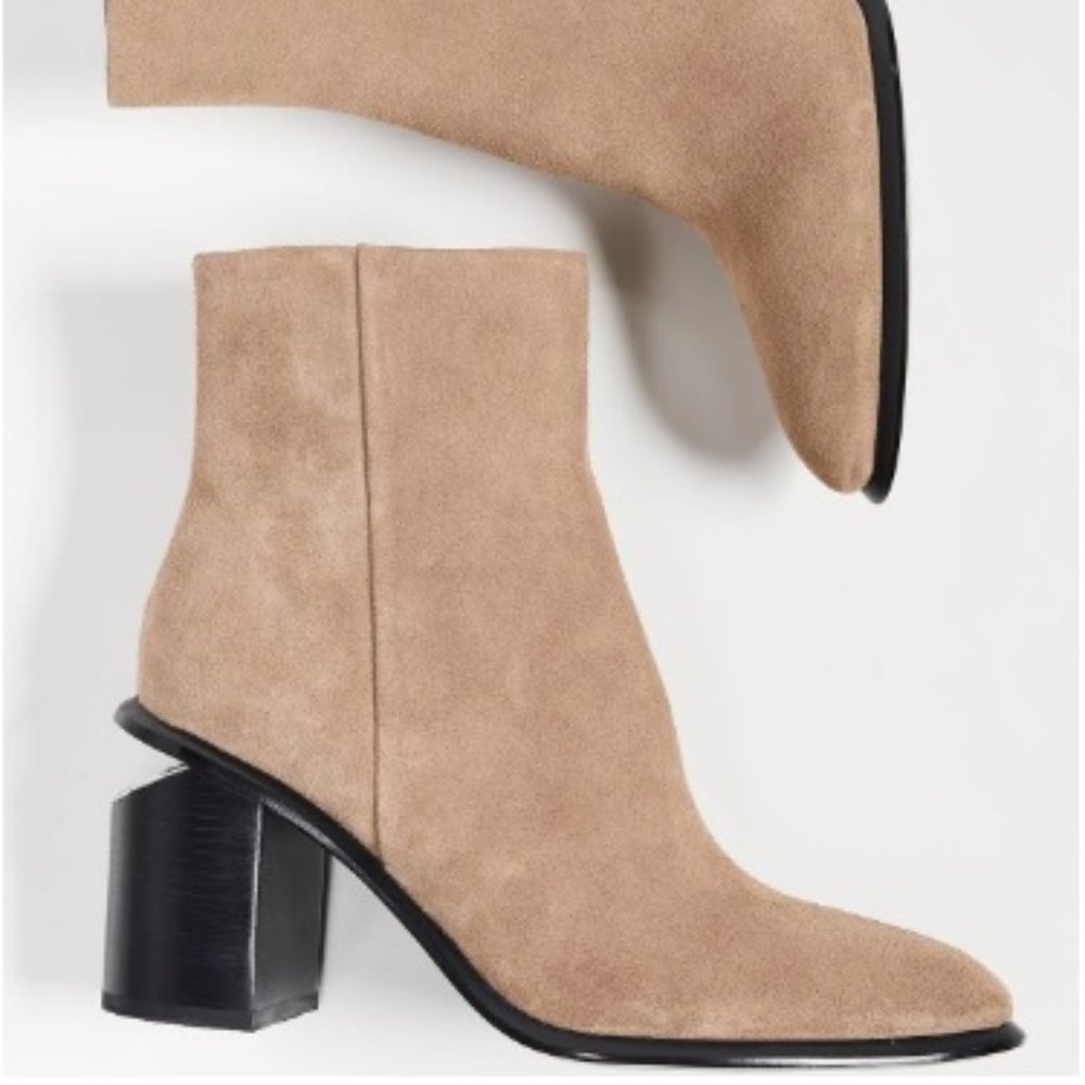 Alexander Wang Shoes Anna Calf Suede Heeled Boots - Sand /Tan Size: 38